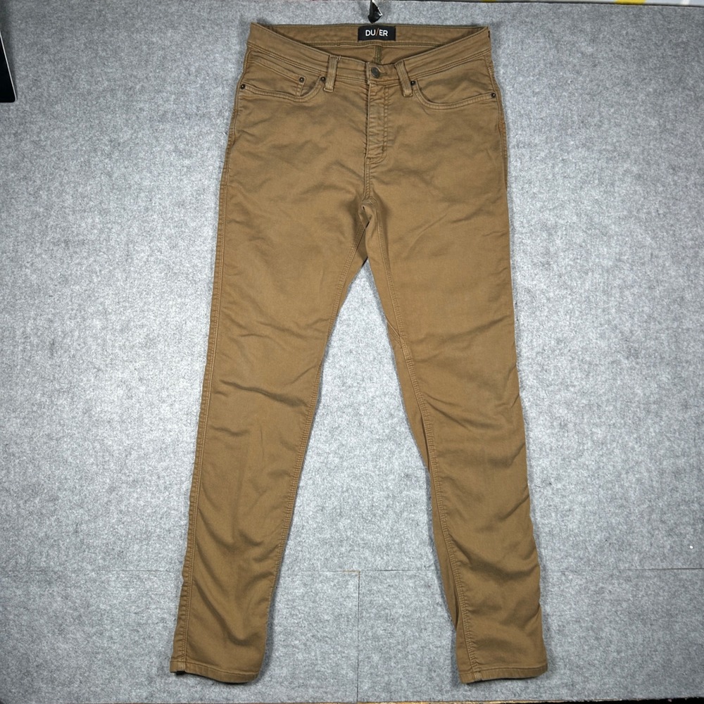 DU/ER Denim Pants Mens 33x34 Brown N2X Slim Fit Stretch Commuter Casual Chino
